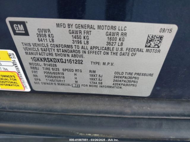 1GKKRSKDXGJ161202 GMC Acadia Slt-2