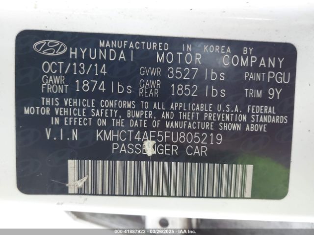 KMHCT4AE5FU805219 Hyundai ACCENT GLS