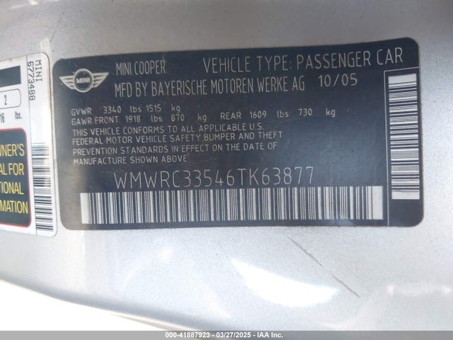 2006 MINI COOPER WMWRC33546TK63877 Photo 8