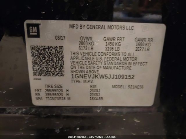 1GNEVJKW5JJ109152 Chevrolet Traverse Premier