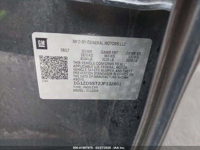 1G1ZD5ST2JF132801 Chevrolet MALIBU LT