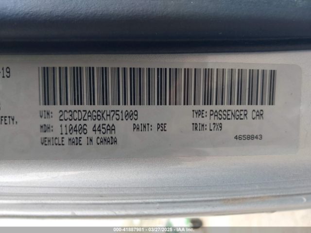 2C3CDZAG6KH751009 Dodge Challenger Sxt