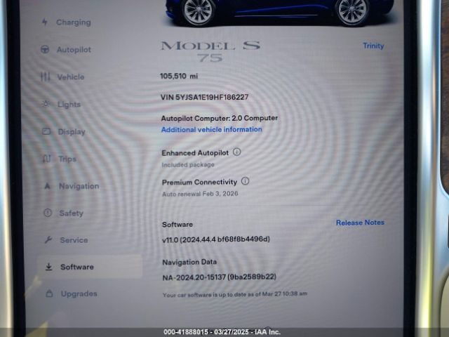 5YJSA1E19HF186227 Tesla Model S 60/75