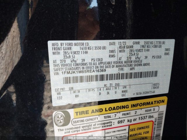 1FMJK1M85REA16369 Ford Expedition Platinum Max