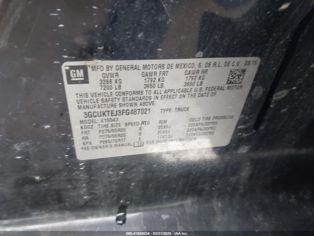 3GCUKTEJ3FG487021 Chevrolet Silverado 1500 High Country