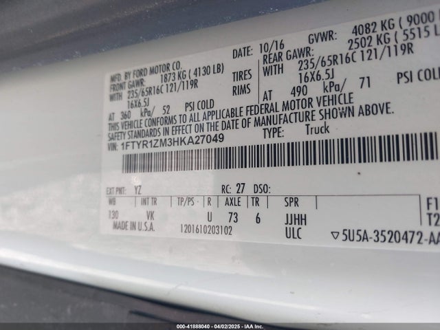 1FTYR1ZM3HKA27049 Ford Transit-250
