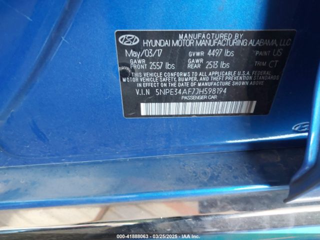 5NPE34AF7JH598194 Hyundai Sonata Sport