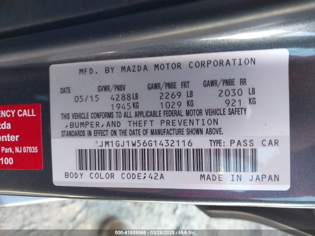 JM1GJ1W56G1432116 Mazda Mazda6 I Grand Touring