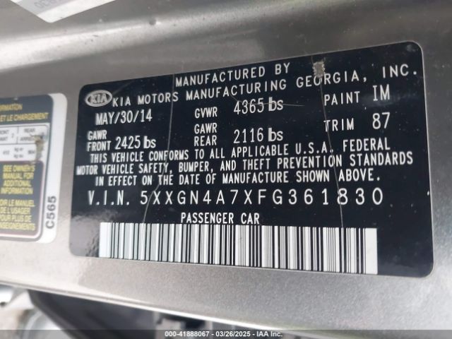 5XXGN4A7XFG361830 KIA OPTIMA EX