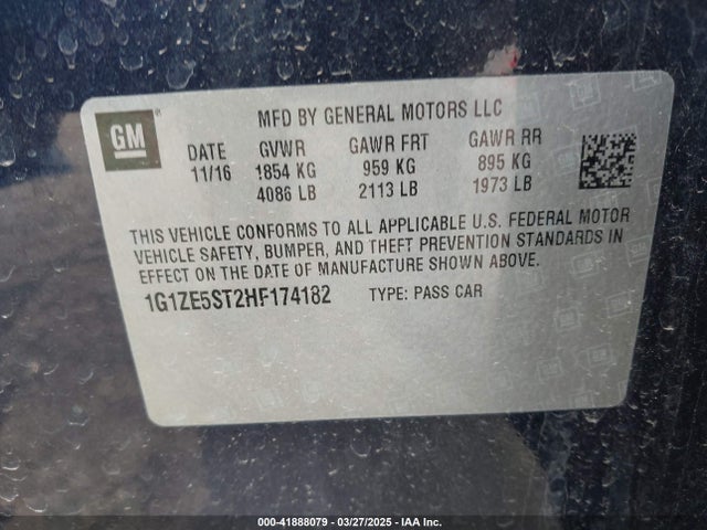 1G1ZE5ST2HF174182 Chevrolet lfv - di: direct injection, vvt: variable valve timing, gen 1