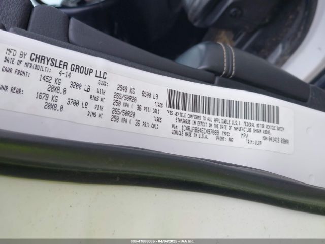 1C4RJFBG4EC497089 Jeep Grand Cherokee Limited