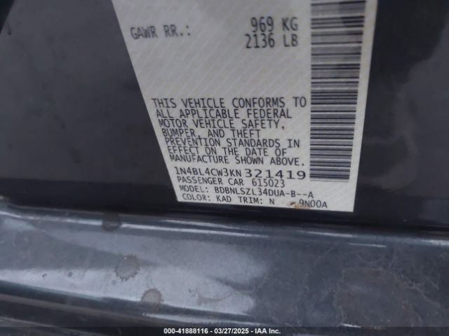 2019 NISSAN ALTIMA 1N4BL4CW3KN321419 Photo 8
