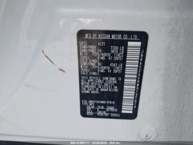 JN8AY2AC9M9147618 Nissan Armada Sv 2wd
