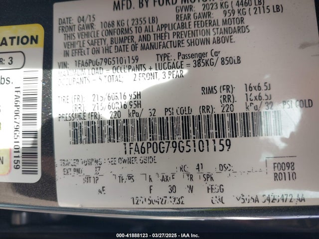 1FA6P0G79G5101159 Ford FUSION S