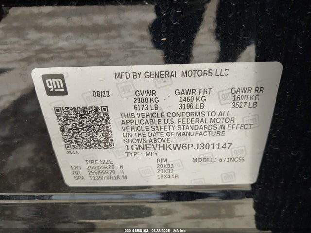 1GNEVHKW6PJ301147 Chevrolet Traverse Awd Lt Leather