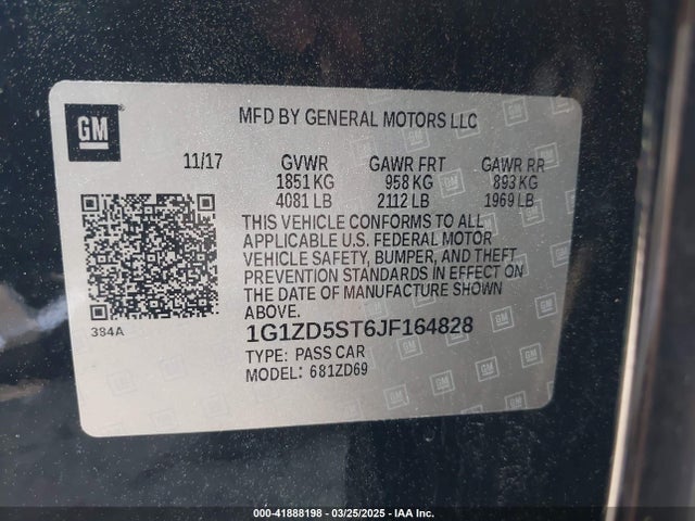 Chevrolet MALIBU LT 2018 1G1ZD5ST6JF164828 Image 9
