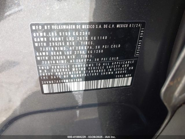 3VVNB7AX6RM161369 Volkswagen Tiguan 2.0t Se/2.0t Wolfsburg Edition