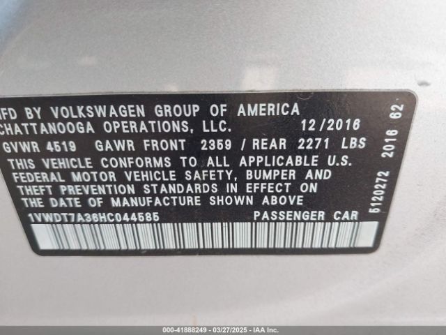 1VWDT7A36HC044585 Volkswagen Passat 1.8t R-line