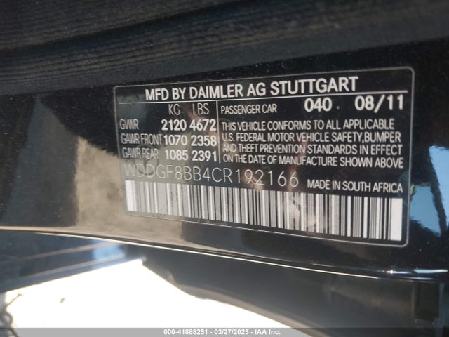 Aukcja sprzedaży 2012 Mercedes-benz C 300 Luxury 4matic/sport 4matic, vin: WDDGF8BB4CR192166, numer aukcji: 41888251