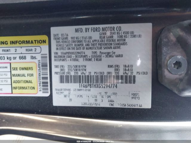 1FA6P8THXG5294774 Ford Mustang Ecoboost