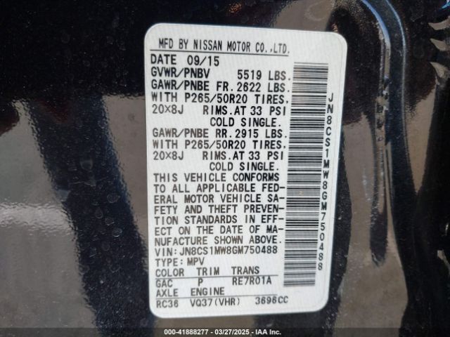 JN8CS1MW8GM750488 Infiniti QX70
