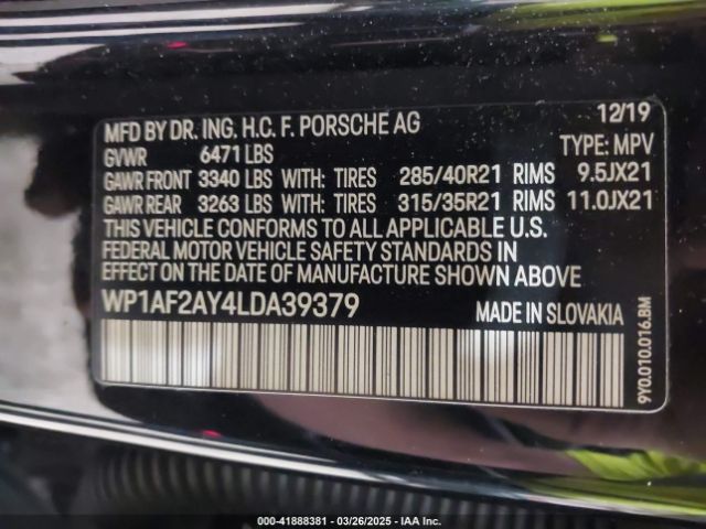 WP1AF2AY4LDA39379 Porsche Cayenne Turbo