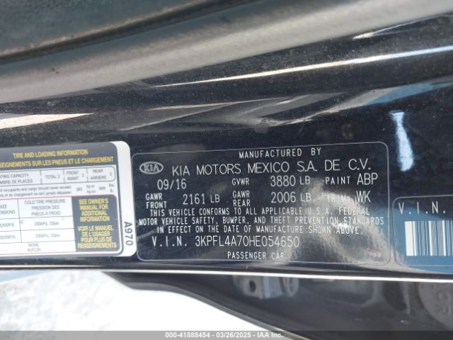 3KPFL4A70HE054650 KIA FORTE S