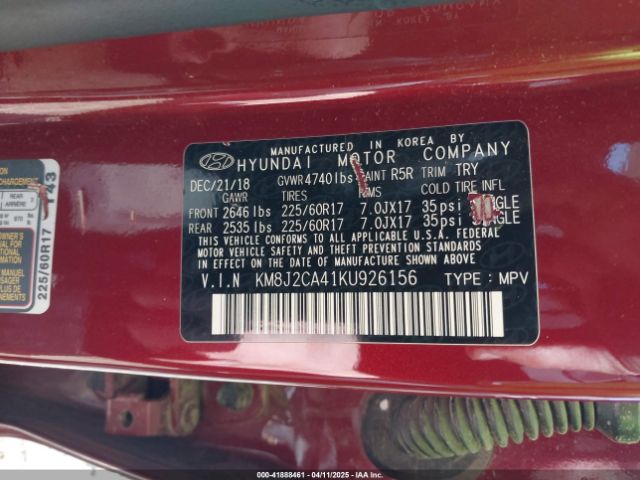 KM8J2CA41KU926156 Hyundai TUCSON SE