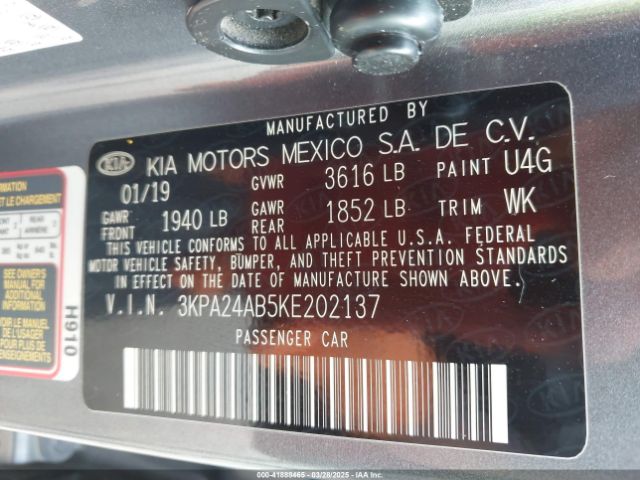 3KPA24AB5KE202137 KIA RIO S