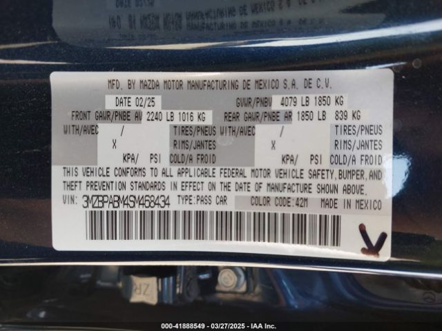 3MZBPABM4SM468434 Mazda Mazda3 2.5 S Select Sport