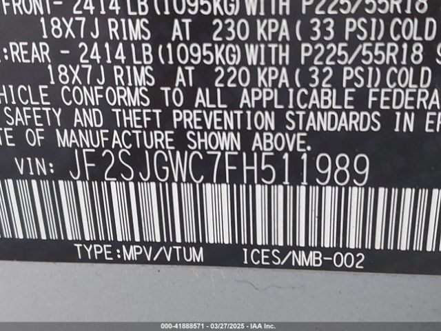 JF2SJGWC7FH511989 Subaru Forester 2.0xt Touring
