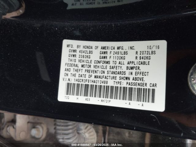 1HGCR3F91HA013499 Honda Accord Touring V6
