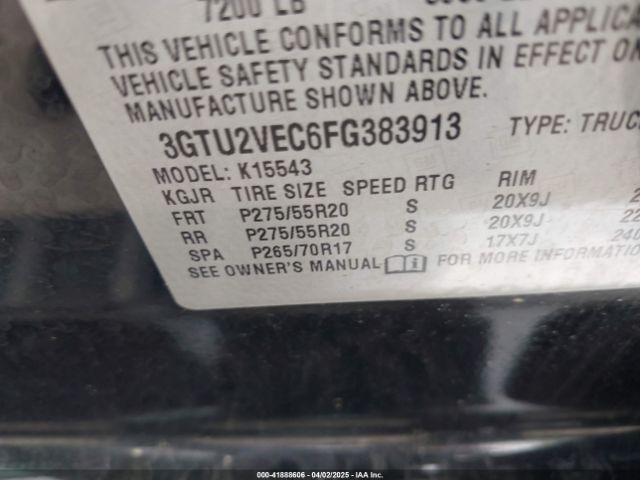 3GTU2VEC6FG383913 GMC Sierra 1500 Slt
