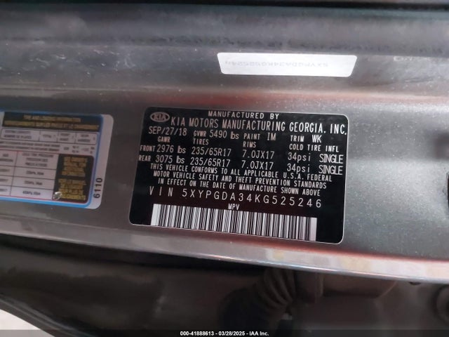 5XYPGDA34KG525246 KIA gdi theta-ii