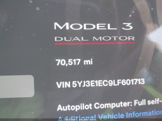 5YJ3E1EC9LF601713 Tesla Model 3 Performance Dual Motor All-wheel Drive