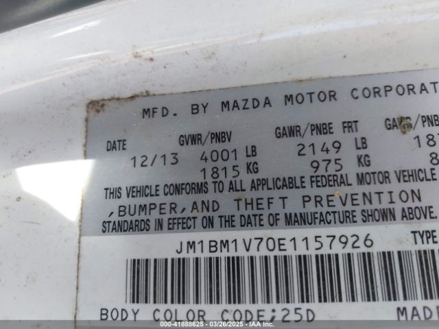 JM1BM1V70E1157926 Mazda Mazda3 I Touring