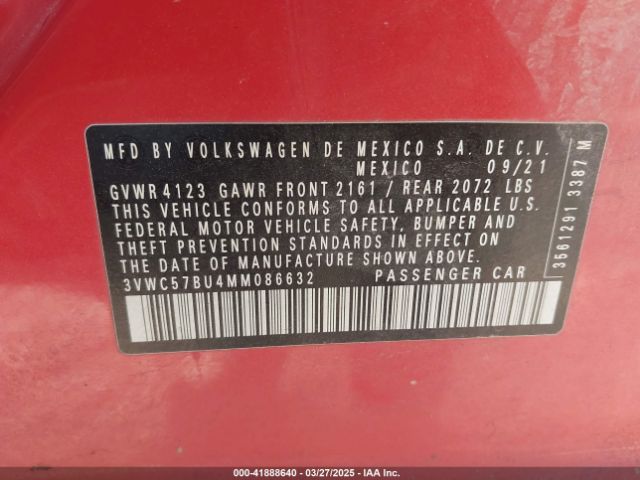3VWC57BU4MM086632 Volkswagen Jetta 1.4t R-line/1.4t S/1.4t Se
