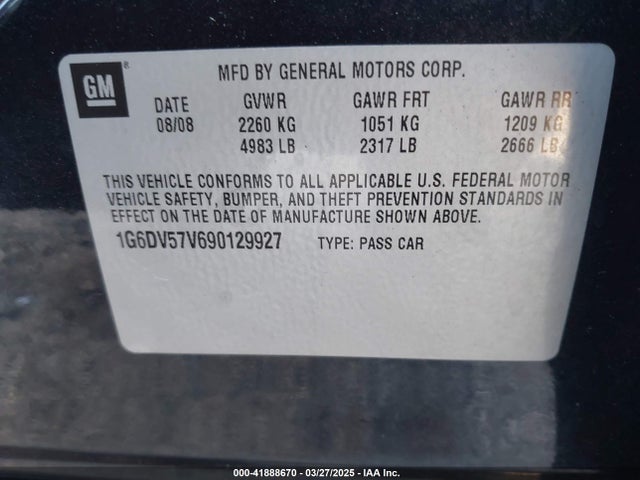 2009 CADILLAC CTS 1G6DV57V690129927 Photo 8