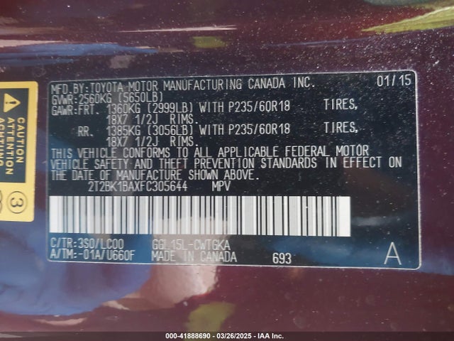 Lexus RX 350 2015 2T2BK1BAXFC305644 Image 9