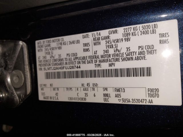 5LMTJ2AH0FUJ28744 Lincoln MKC