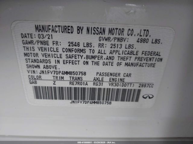 JN1FV7DP4MM850758 Infiniti Q50 Red Sport 400