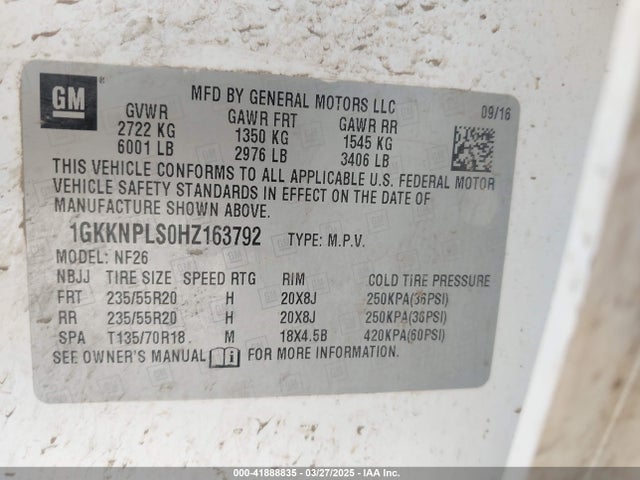 1GKKNPLS0HZ163792 GMC Acadia Denali