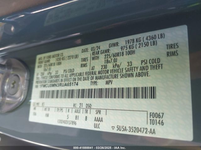 1FMCU0MN3RUA65174 Ford Escape St-line