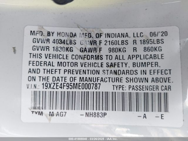 19XZE4F95ME000787 Honda Insight Touring