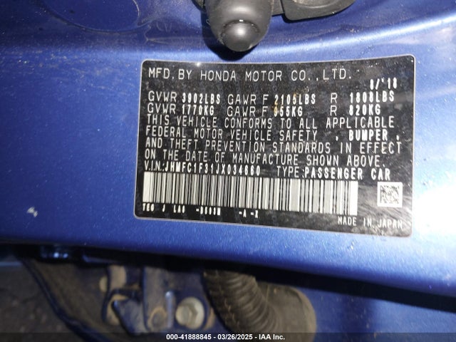 JHMFC1F31JX034660 Honda Civic Ex-t
