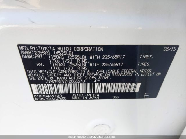 JTMZFREV7FD055240 Toyota RAV4 LE