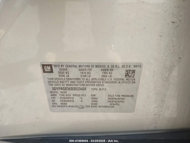 2013 CADILLAC SRX 3GYFNGE36DS623428 Photo 8