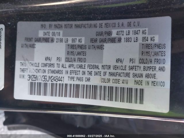 3MZBN1V39JM248441 Mazda Mazda3 Touring