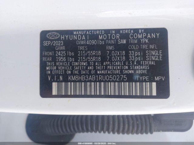 KM8HB3AB1RU050275 Hyundai Kona Sel