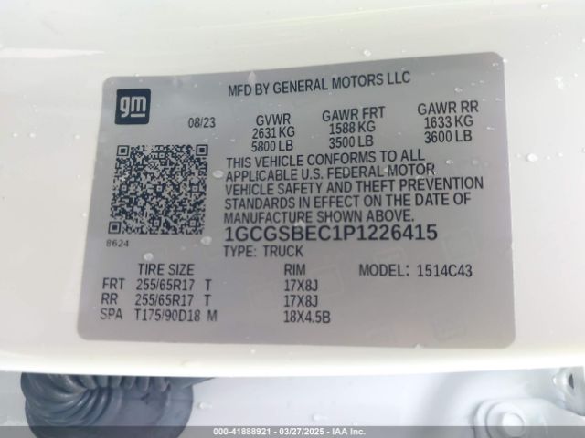 1GCGSBEC1P1226415 Chevrolet Colorado 2wd  Short Box Wt